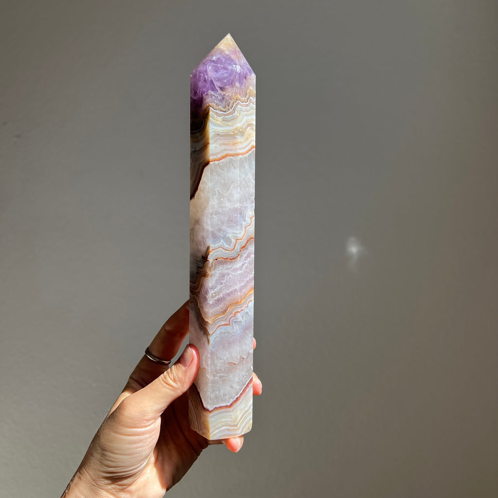 Amethyst Lace Agate Tower