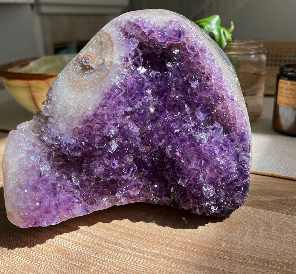 Large Amethyst Geode with Eyes