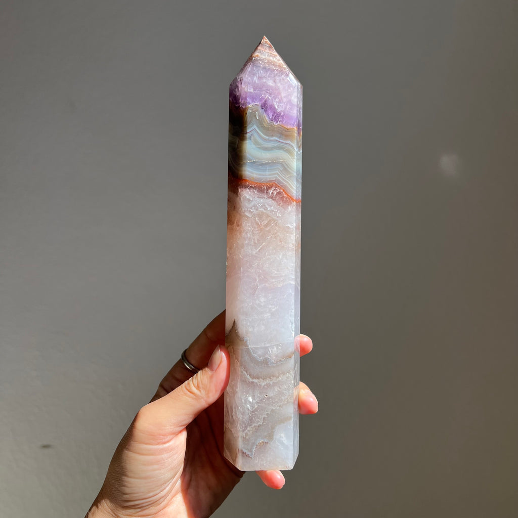 Amethyst Lace Agate Tower