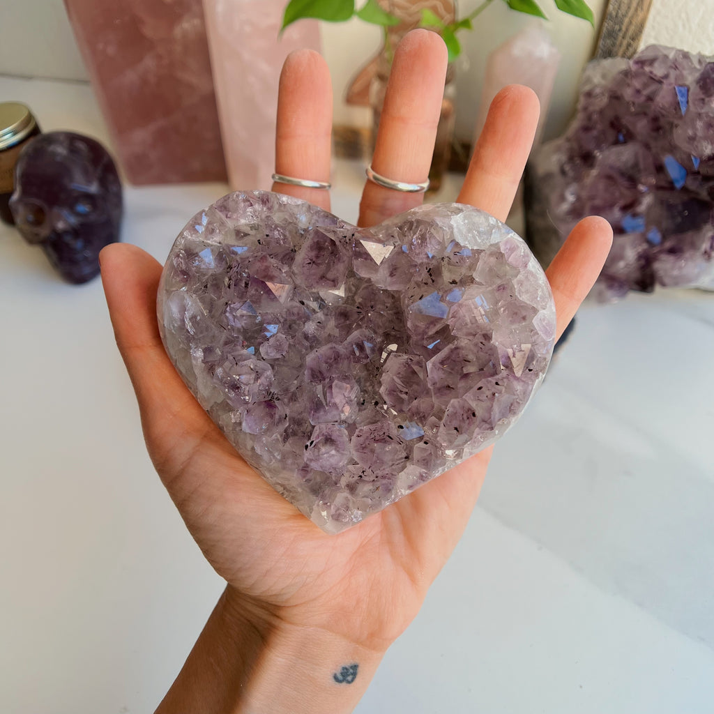 Glittering Amethyst Geode Heart