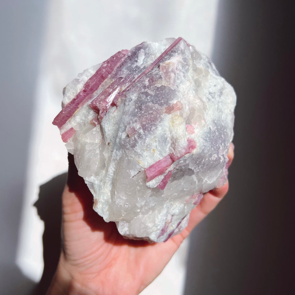 Unicorn Pink Tourmaline, Lepidolite & Blue Albite in Quartz