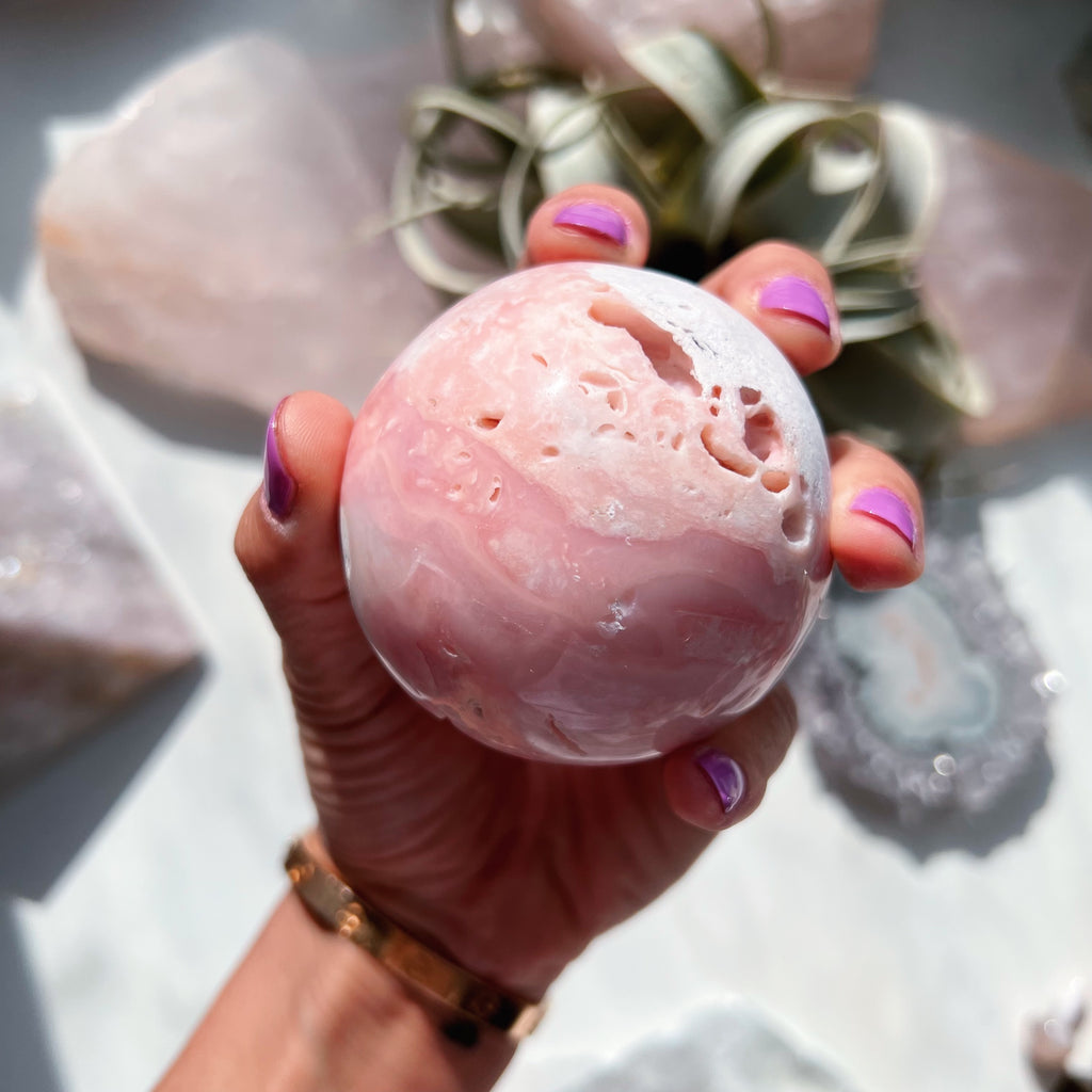Raw Bubble Gum Pink Opal Sphere